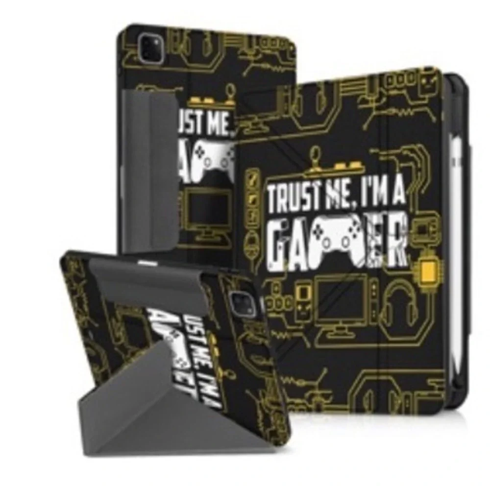 Trust Me I'm A Gamer iPad Pro‎ 11 Case Black Gold Folding Stand Pencil Holder